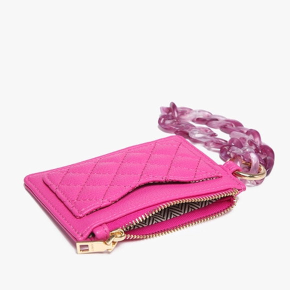 Rhodes Quilted Wallet with Chain Bangle Metallic Cupid Pink - Picture 3 of 4
